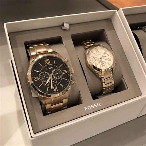 fossil watch set for couple.